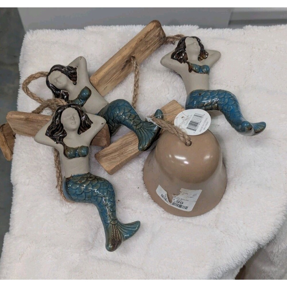 Hand Painted Ceramic Mermaid Nautical‎ Rope Decor Bathroom Sailor Mystical